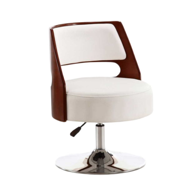 Salon Vegan Leather Swivel Lounge Chair in White