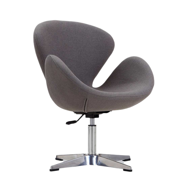Raspberry Upholstered Swivel Lounge Chair in Weathered Grey