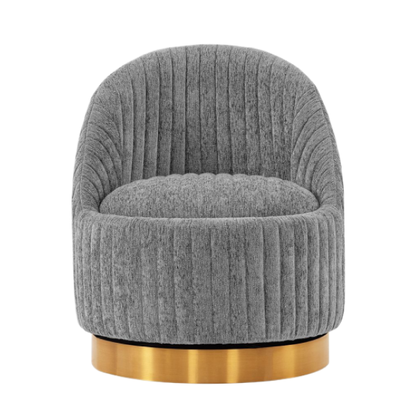 Leela Chenille Swivel Lounge Chair in Weathered Grey