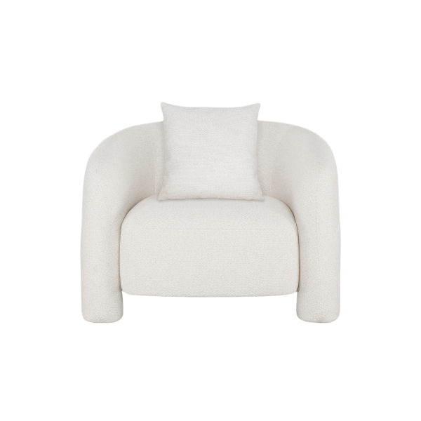 Sylvia Tweed Lounge Chair in Ivory