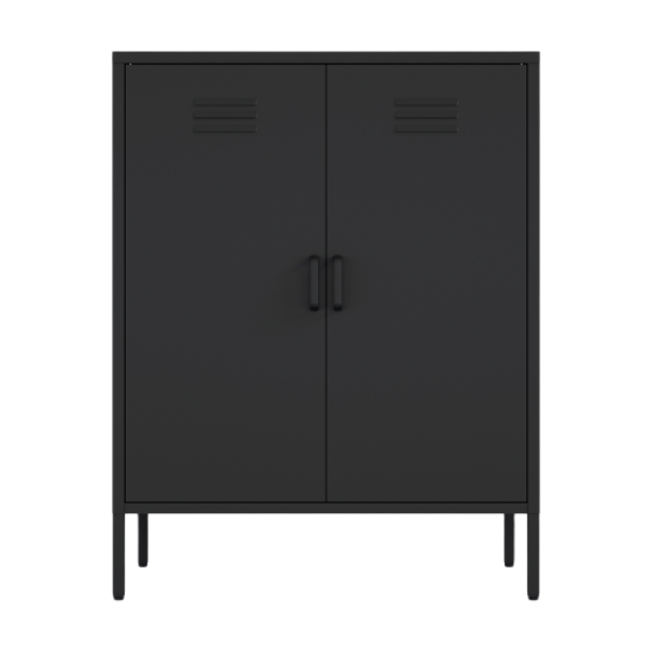 Naomi 32" Metal Accent Cabinet in Black