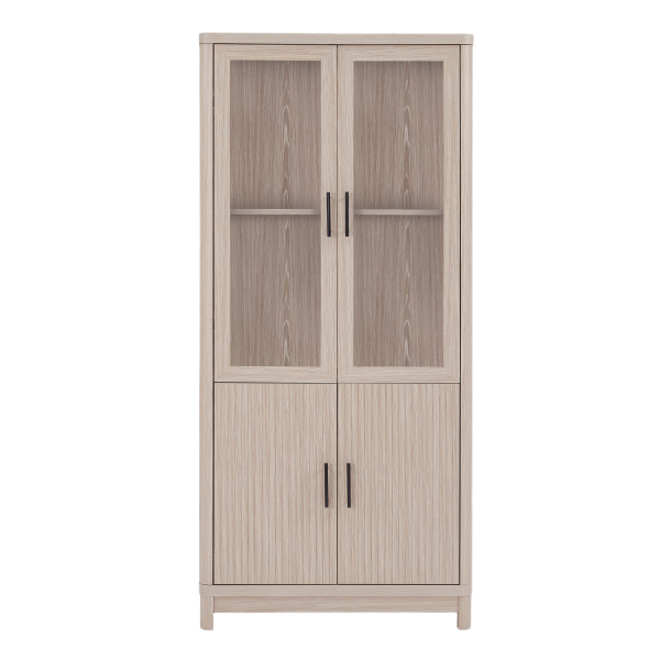 Jodie 31" Bookcase Cabinet in Whitewashed Oak (6-Shelf)