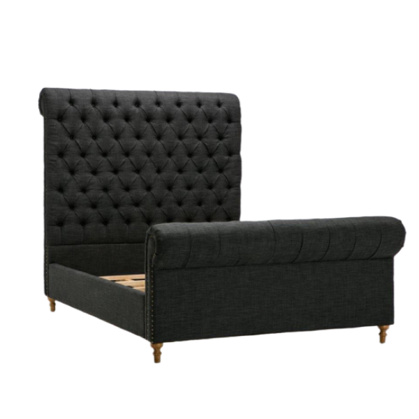 Empire Upholstered  Full Bed in Charcoal