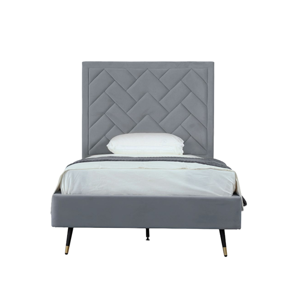 Crosby Modern 44" Upholstered Velvet Bedframe and Headboard in Grey