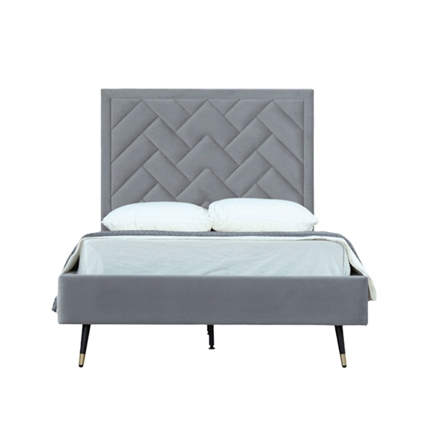 Crosby Modern 48" Upholstered Velvet Bedframe and Headboard in Grey