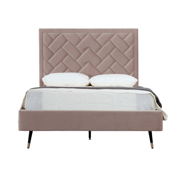 Crosby Upholstered Velvet Full Bed in Blush