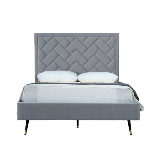 Crosby Upholstered Velvet Full Bed in Weathered Grey