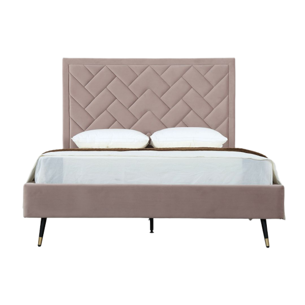 Crosby Upholstered Velvet Queen Bed in Blush