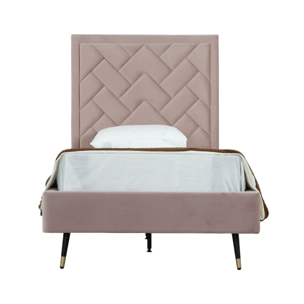 Crosby Upholstered Velvet Twin Bed in Blush