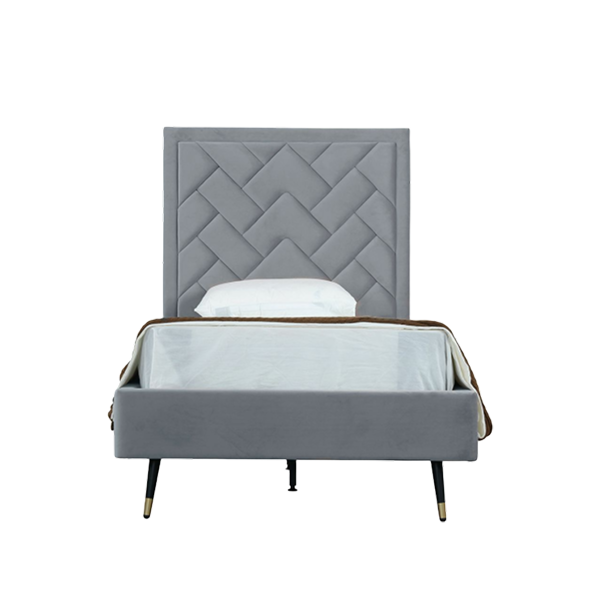 Crosby Upholstered Velvet Twin Bed in Weathered Grey