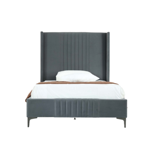Promenade Upholstered Velvet 48" Bed in Weathered Grey