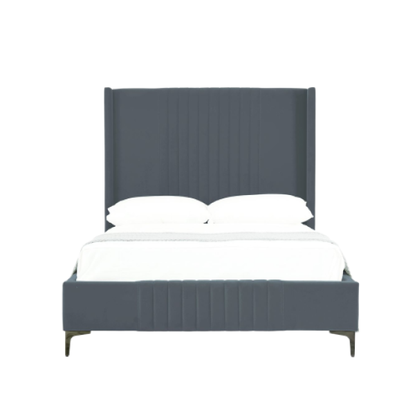 Promenade Upholstered Velvet Full Bed in Weathered Grey