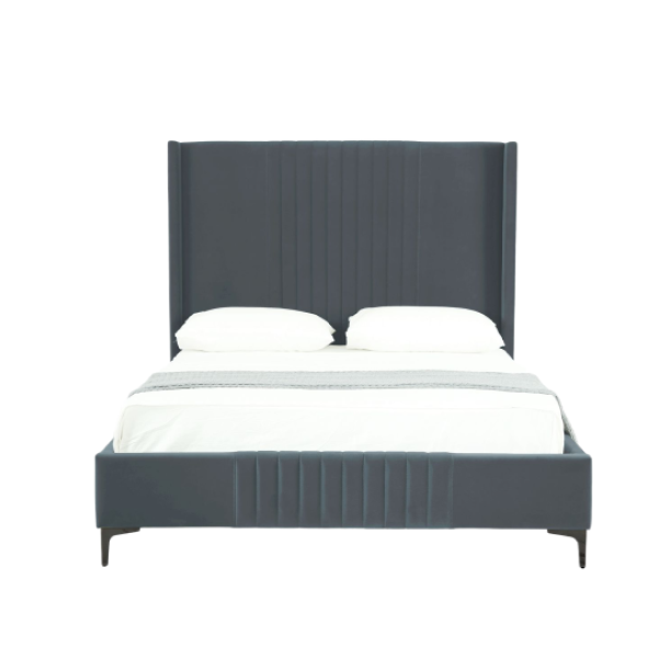 Promenade Upholstered Velvet Queen Bed in Weathered Grey