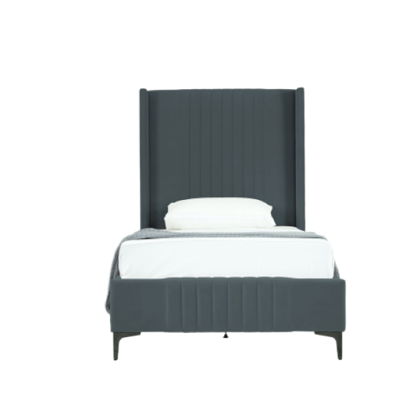 Promenade Upholstered Velvet Twin Bed in Weathered Grey