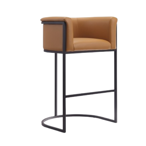 Cosmopolitan Metal Upholstered Barstool in Camel