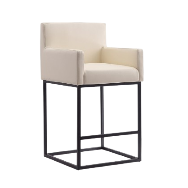 Ambassador Metal Upholstered Barstool in Cream