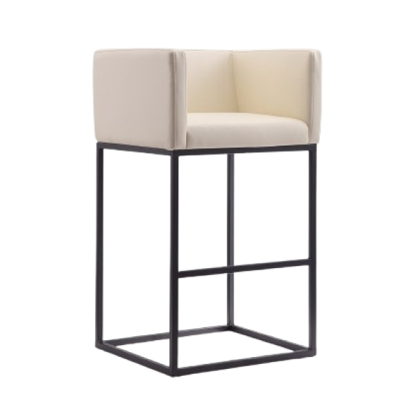 Embassy Metal Upholstered Barstool in Cream