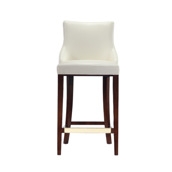 Shubert Wood Upholstered Barstool in Ivory