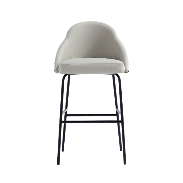 Gracie Metal Upholstered Barstool in Stone Grey and Black
