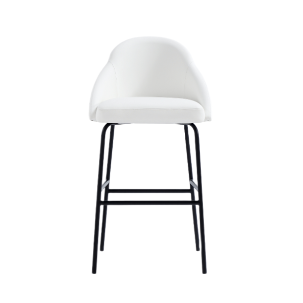 Gracie Metal Upholstered Barstool in White and Black