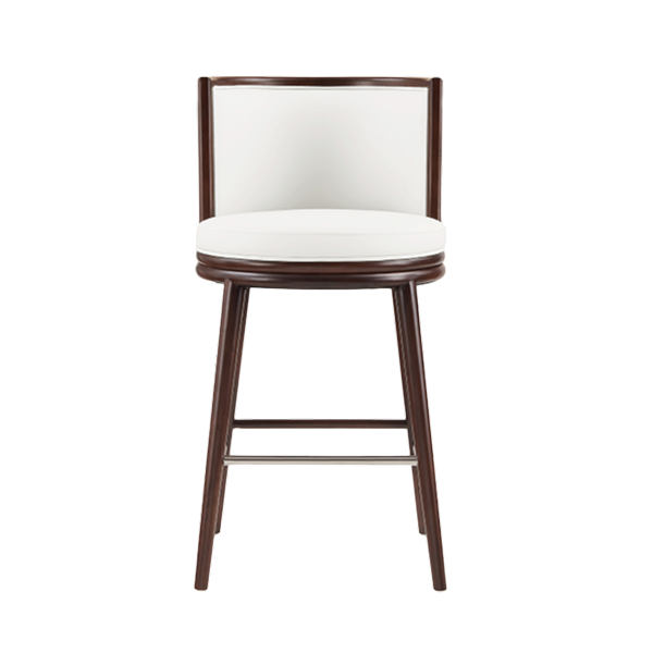 Evalyn Wood Upholstered Barstool in White