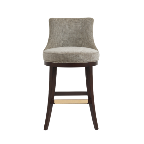 Lucia Wood Upholstered Chenille Barstool in Taupe