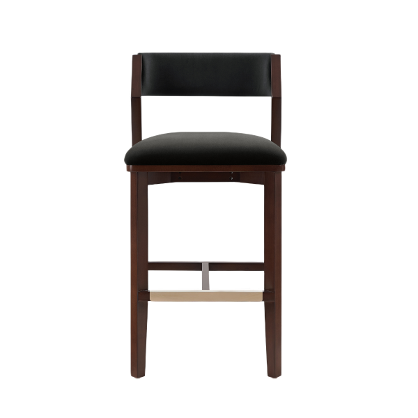 Patricia Wood Upholstered Barstool in Black
