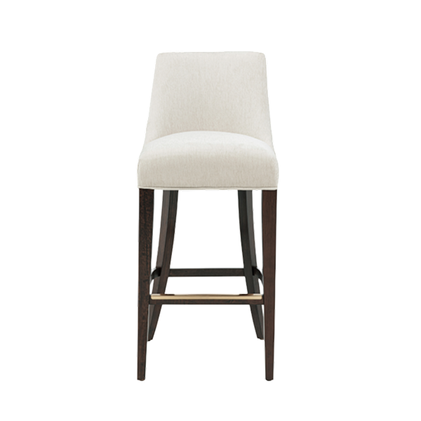 Beever Wood Upholstered Chenille Barstool in Cream