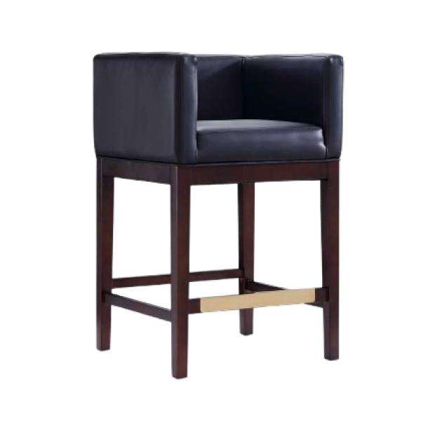 Kingsley Wood Upholstered Counter Stool in Black