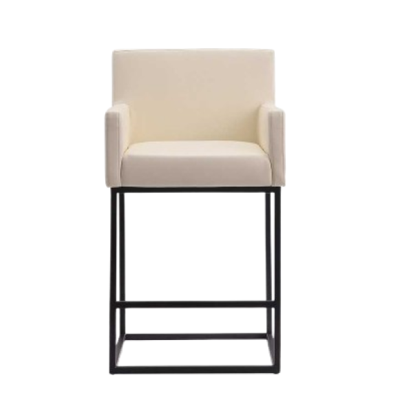 Ambassador Metal Upholstered Counter Stool in Cream