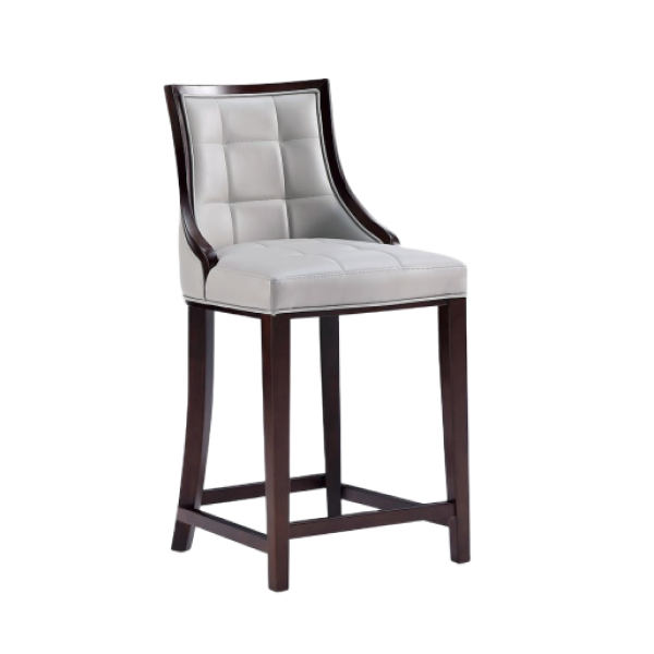 Fifth Avenue Wood Upholstered Counter Stool in Light Grey