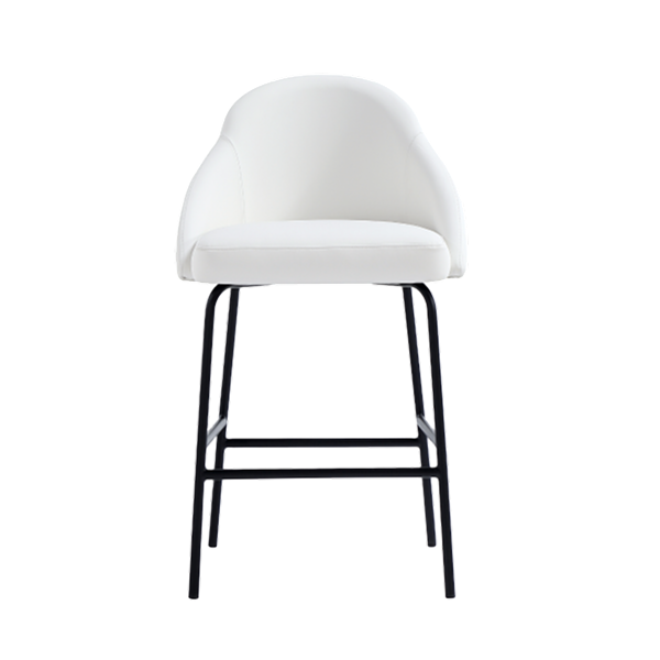 Gracie Metal Upholstered Counter Stool in White and Black