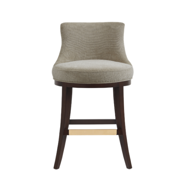 Lucia Wood Chenille Counter Stool in Taupe