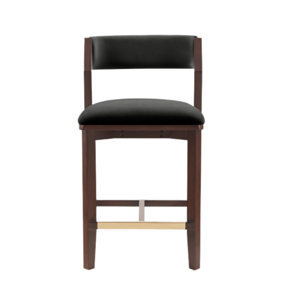 Patricia Wood Upholstered Counter Stool in Black