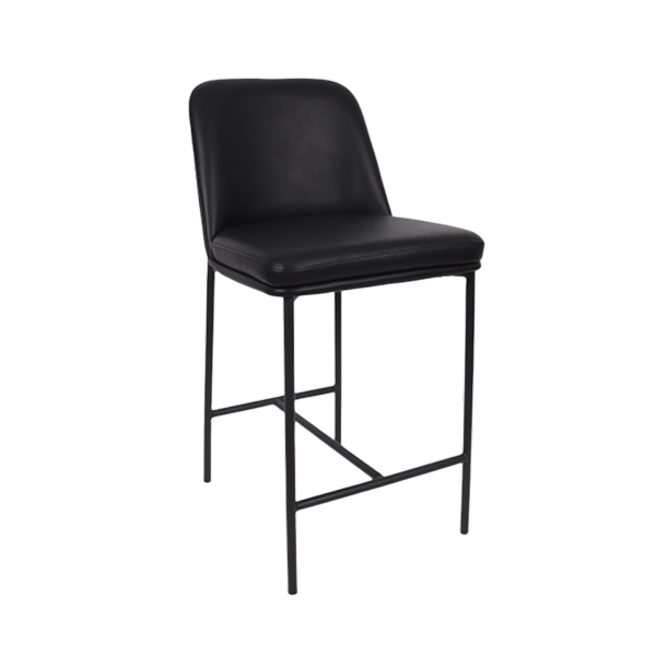 Loft Metal Vegan Leather Counter Stool in Black - Set of 2