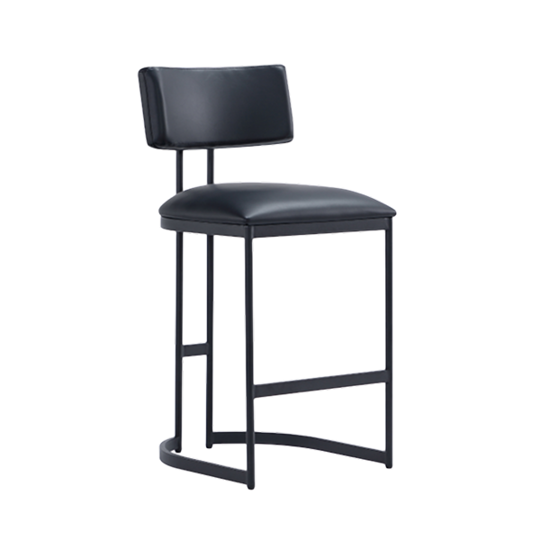 Juno Metal Vegan Leather Counter Stool in Black