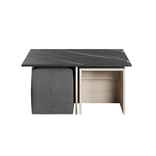 Haley End Table in Black Marble and White