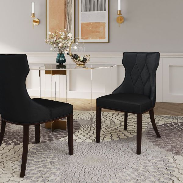 Reine Wood Upholstered Dining Chair in Black - Set of 2