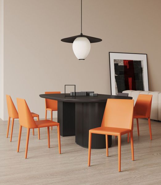 Paris Vegan Leather Accent Chair in Coral - Set of 2