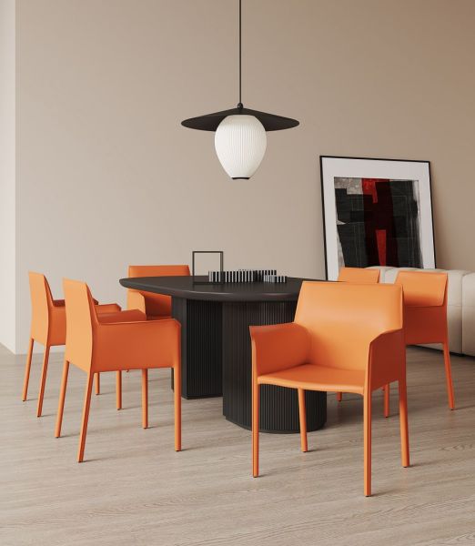 Paris Vegan Leather Side Chair in Coral