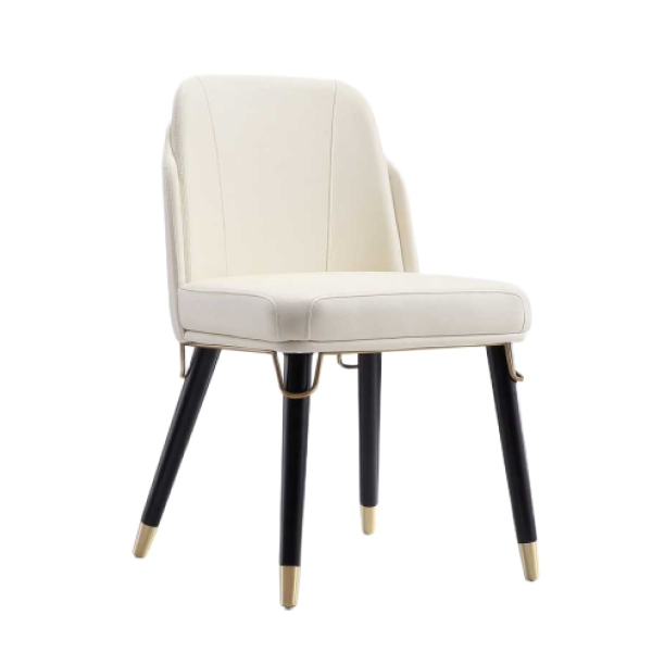 Estelle Wood Vegan Leather Accent Chair in Cream