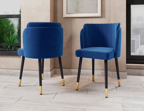 Zephyr Wood Velvet Accent Chair in Blue