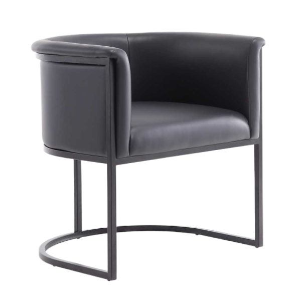Cosmopolitan Metal Vegan Leather Accent Chair in Black