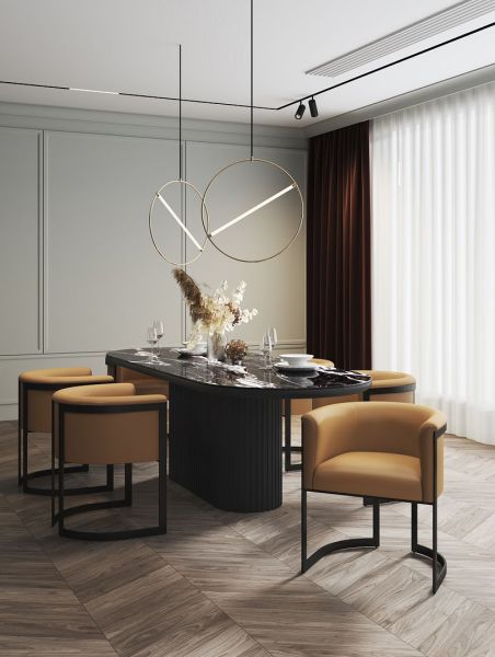 Corso Metal Vegan Leather Accent Chair in Camel