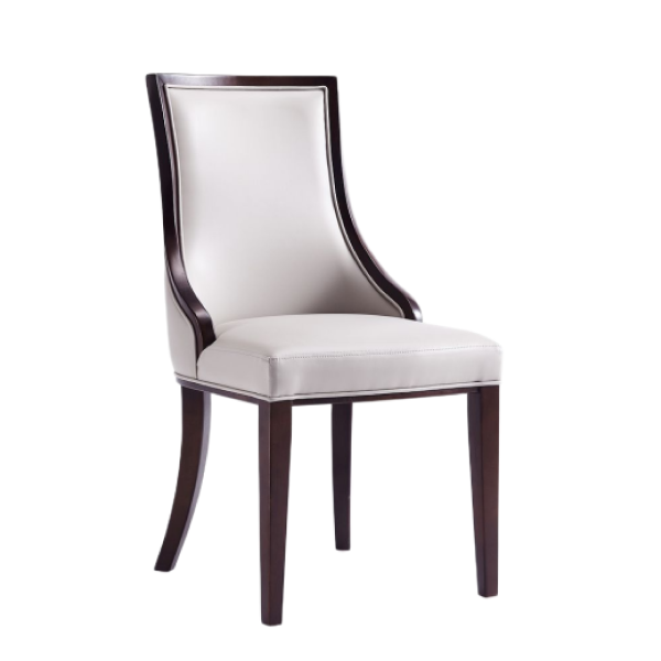 Grand Wood Vegan Leather Dining Chair in Light Grey - Set of 2