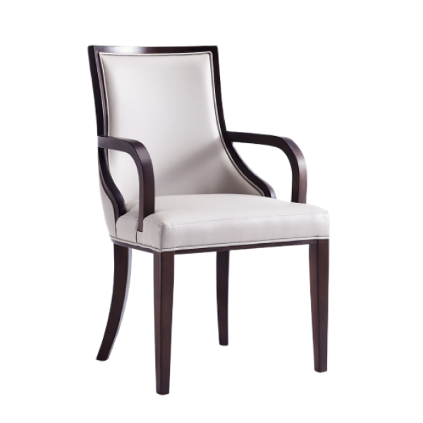 Grand Wood Vegan Leather Armchair in Light Grey