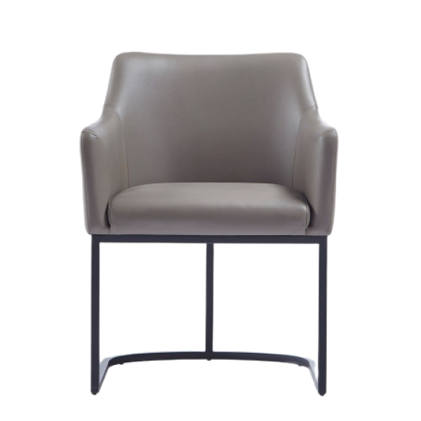 Serena Metal Vegan Leather Armchair in Taupe