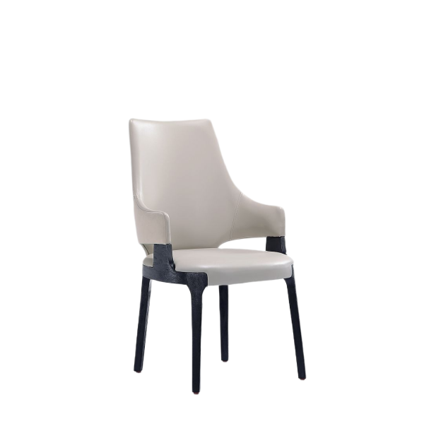 Kara Wood Upholstered Accent Chair in Light Grey