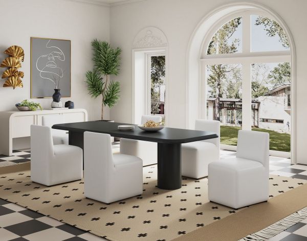 Anna Square Vegan Leather Dining Chair in White