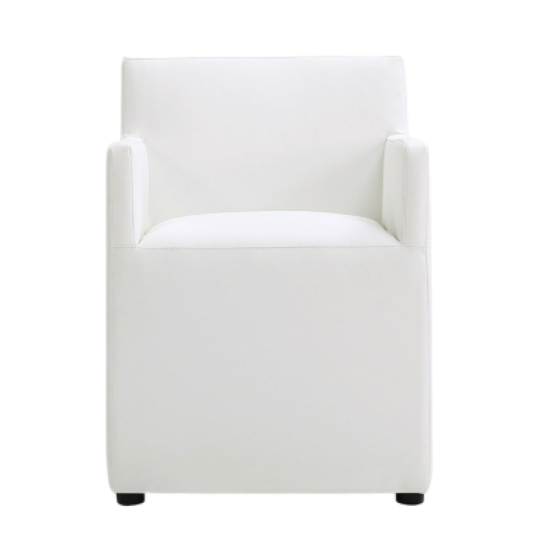 Anna Square Vegan Leather Armchair in White